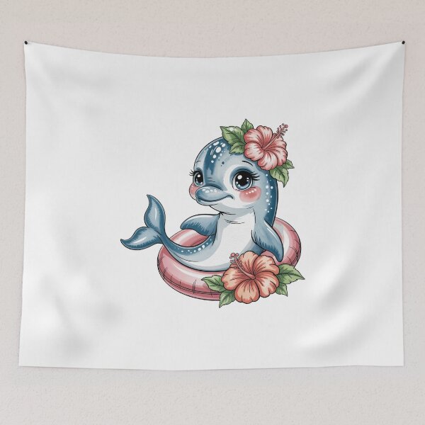 Item preview, dolphin white hibiscus designed and sold by jkrphoto.