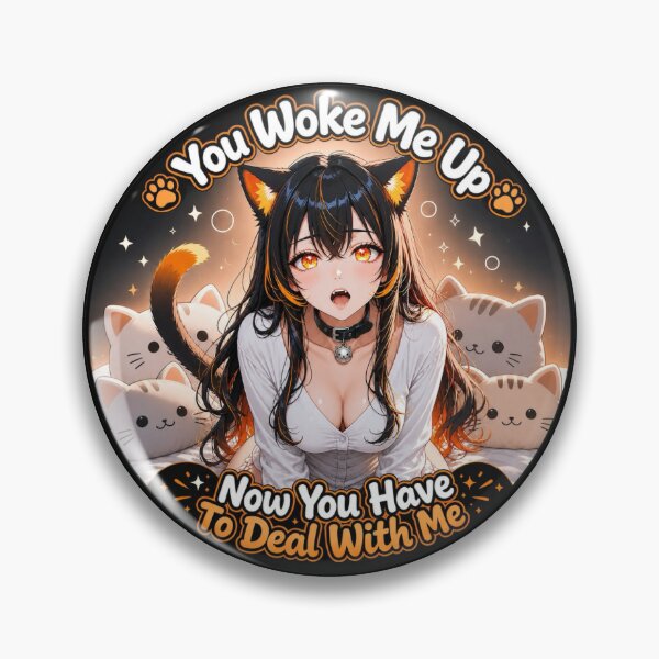 Item preview, Pegatina de anime de Kaito, la chica gato dormilona, con la frase "Me despertaste". designed and sold by otakaijin.