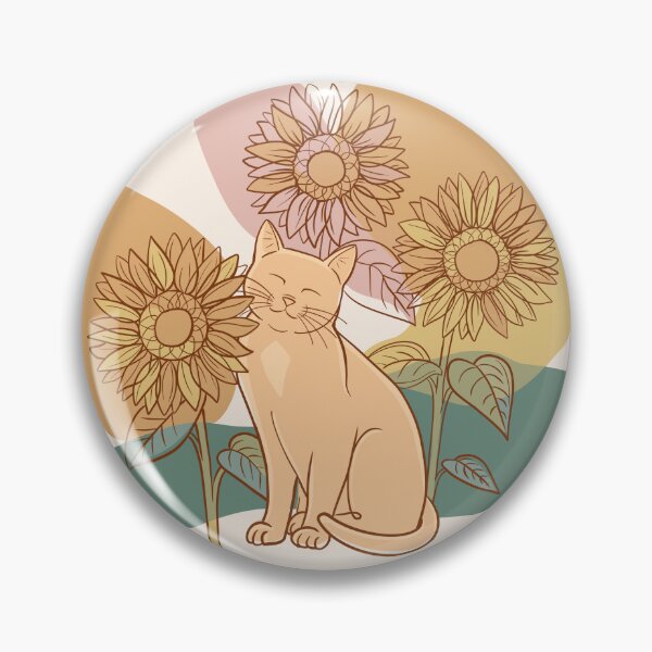 Item preview, Sunflower Cat - Cute Orange Floral Line Art designed and sold by Wonderlandjoy.