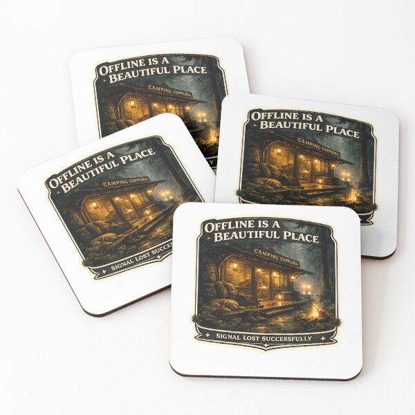 Item preview, Offline Is A Beautiful Place Vintage Camping Aesthetic Artwork designed and sold by StickyGuys.