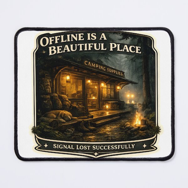 Item preview, Offline Is A Beautiful Place Vintage Camping Aesthetic Artwork designed and sold by StickyGuys.