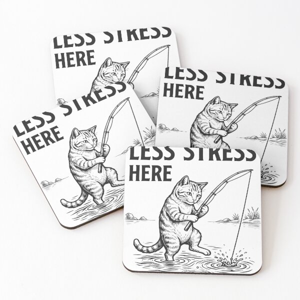 Item preview, Less Stress Here Cat Fishing, Relaxing Fishing Life Design designed and sold by TeeVerse27.
