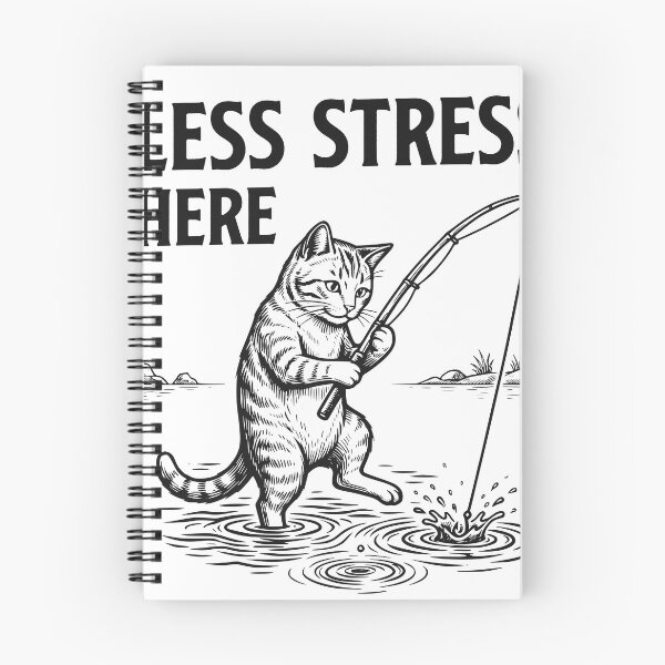 Item preview, Less Stress Here Cat Fishing, Relaxing Fishing Life Design designed and sold by TeeVerse27.