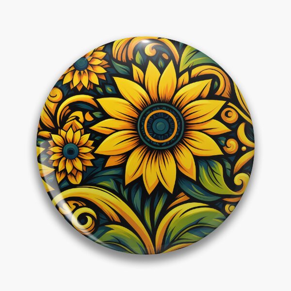 Item preview, Bold Scroll Sunflower Pattern on Black designed and sold by Apex Designs.