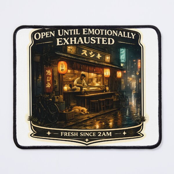 Item preview, Open Until Emotionally Exhausted Vintage Sushi Bar Aesthetic Artwork designed and sold by StickyGuys.