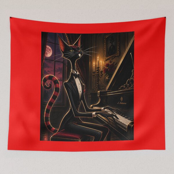 Item preview, Midnight Piano Cat designed and sold by ZunZunArt.
