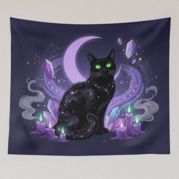 Item preview, Cosmic Black Cat Mystic Moon designed and sold by RkskArt.