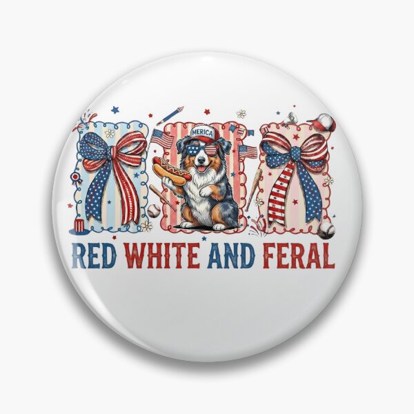 Item preview, Red White And Feral Australian Shepherd 4th Of July Patriotic Art designed and sold by VGAfanatic.