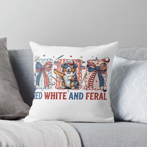 Item preview, Red White And Feral Australian Shepherd 4th Of July Patriotic Art designed and sold by VGAfanatic.