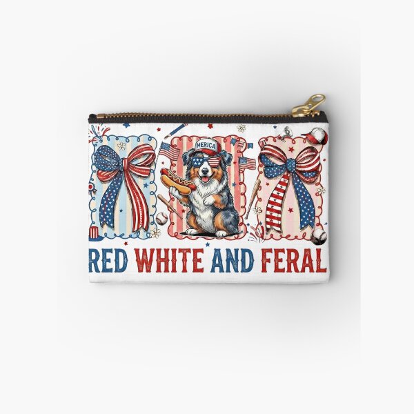 Item preview, Red White And Feral Australian Shepherd 4th Of July Patriotic Art designed and sold by VGAfanatic.