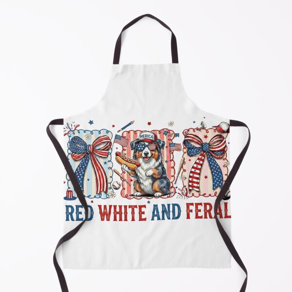 Item preview, Red White And Feral Australian Shepherd 4th Of July Patriotic Art designed and sold by VGAfanatic.