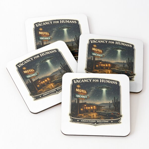 Item preview, Vacancy For Humans Retro UFO Motel Desert Aesthetic Artwork designed and sold by StickyGuys.