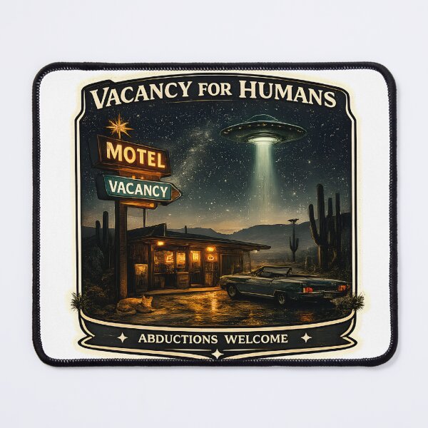 Item preview, Vacancy For Humans Retro UFO Motel Desert Aesthetic Artwork designed and sold by StickyGuys.