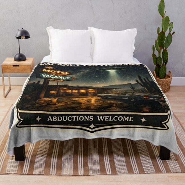 Item preview, Vacancy For Humans Retro UFO Motel Desert Aesthetic Artwork designed and sold by StickyGuys.