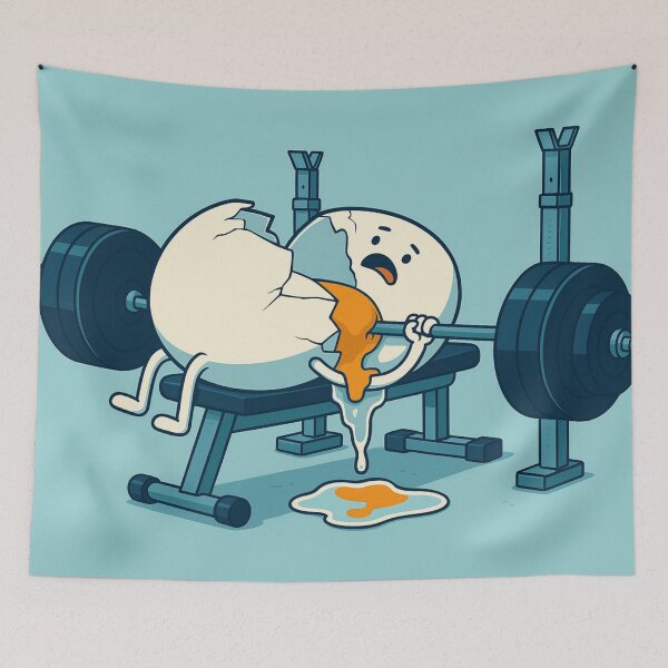 Item preview, Egg Workout Fail Funny Gym Cartoon designed and sold by Creative_Canvas.