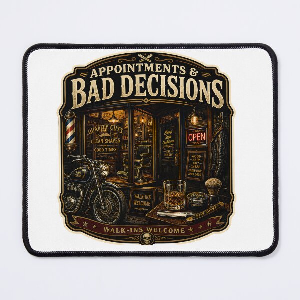 Item preview, Appointments And Bad Decisions Vintage Barbershop Aesthetic Artwork designed and sold by StickyGuys.