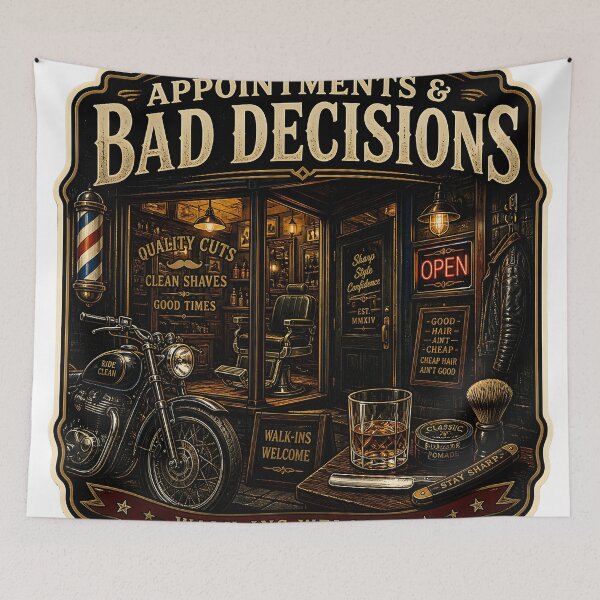 Item preview, Appointments And Bad Decisions Vintage Barbershop Aesthetic Artwork designed and sold by StickyGuys.