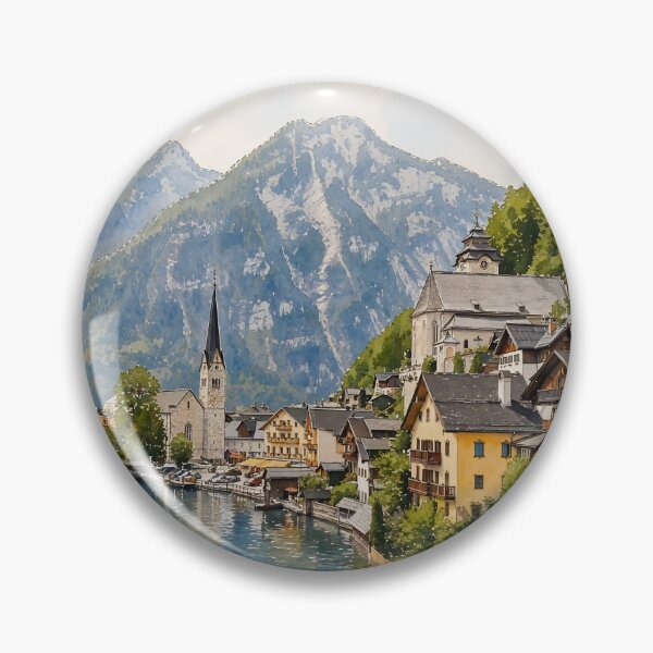 Item preview, Hallstatt Austria Europe Cityscape Watercolor designed and sold by Magnolia Valley Art.