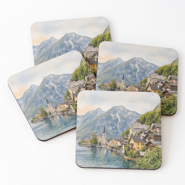 Item preview, Hallstatt Austria Europe Cityscape Watercolor designed and sold by Magnolia Valley Art.