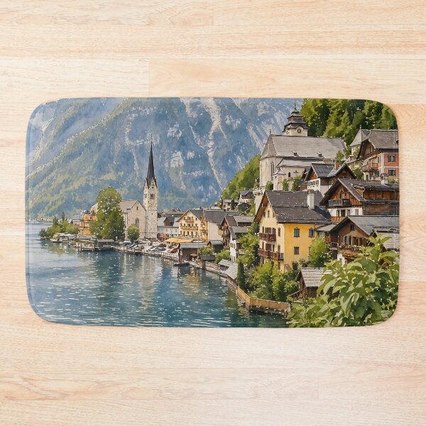 Item preview, Hallstatt Austria Europe Cityscape Watercolor designed and sold by Magnolia Valley Art.