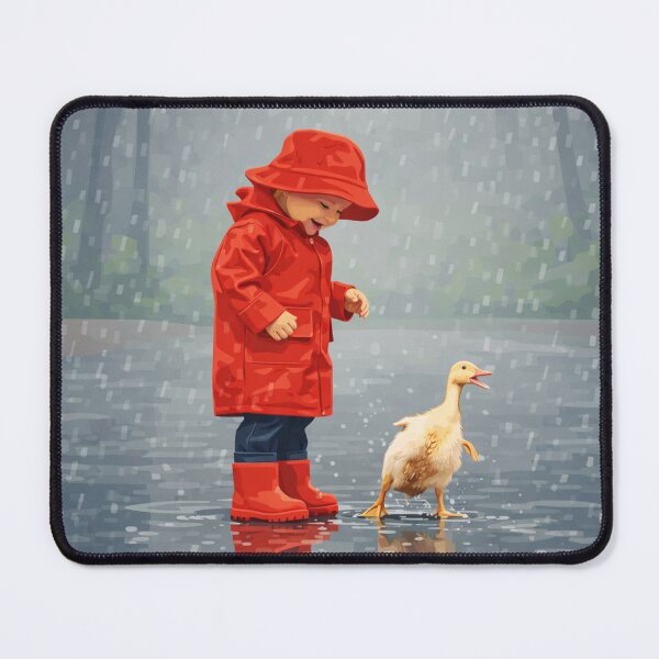 Item preview, Child in Raincoat Duck Rain Scene designed and sold by Creative_Canvas.