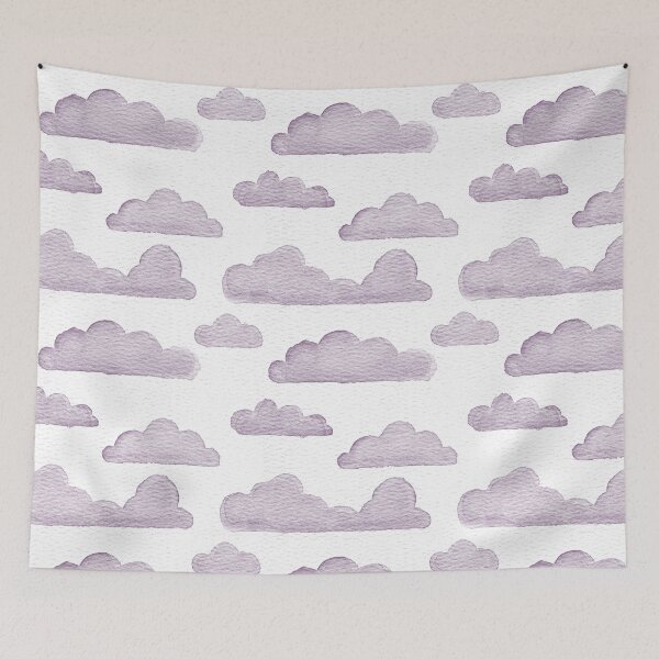 Item preview, Dreamtime Clouds Watercolor Pattern - Snow + Plum designed and sold by Irene Estelle.