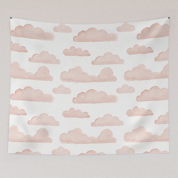Item preview, Dreamtime Clouds Watercolor Pattern - Snow + Coral designed and sold by Irene Estelle.