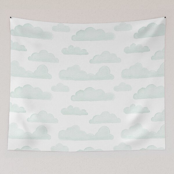 Item preview, Dreamtime Clouds Watercolor Pattern - Snow + Mint designed and sold by Irene Estelle.
