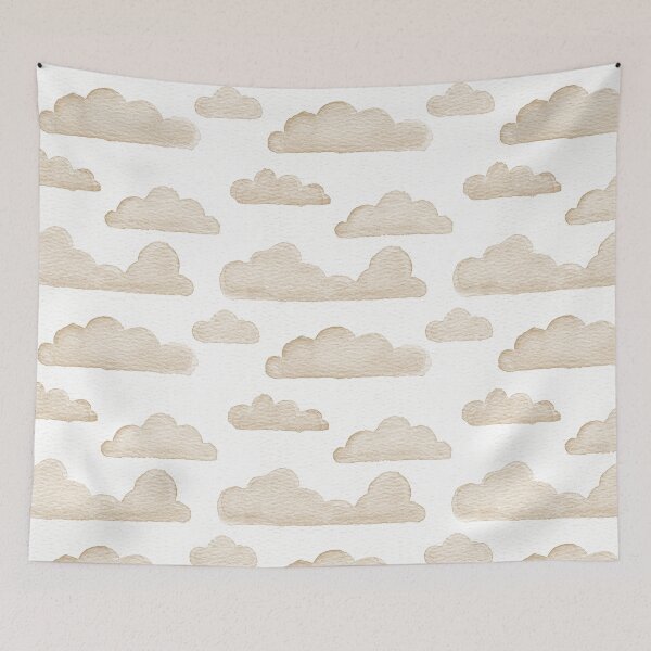 Item preview, Dreamtime Clouds Watercolor Pattern - Snow + Fawn designed and sold by Irene Estelle.