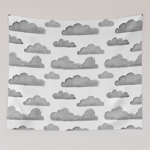 Item preview, Dreamtime Clouds Watercolor Pattern - Snow + Coal designed and sold by Irene Estelle.