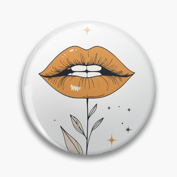 Item preview, Minimalist Surreal Golden Lips Flower Print designed and sold by BestChoiceService.