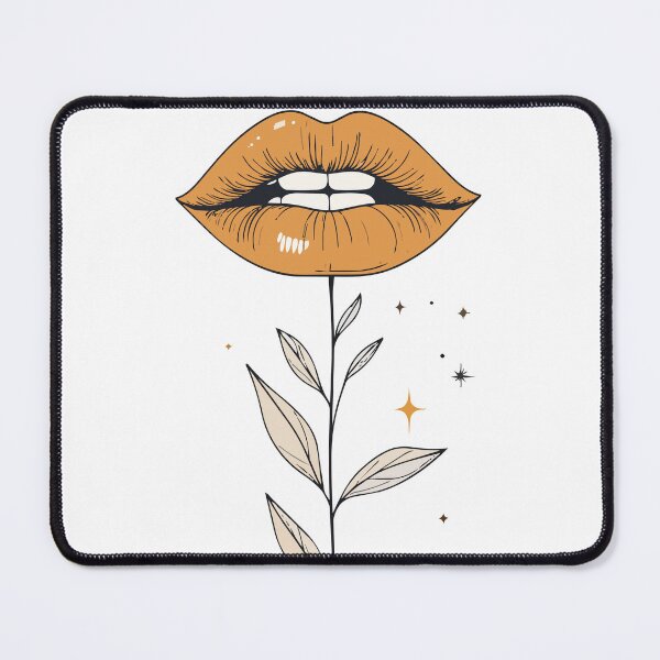 Item preview, Minimalist Surreal Golden Lips Flower Print designed and sold by BestChoiceService.