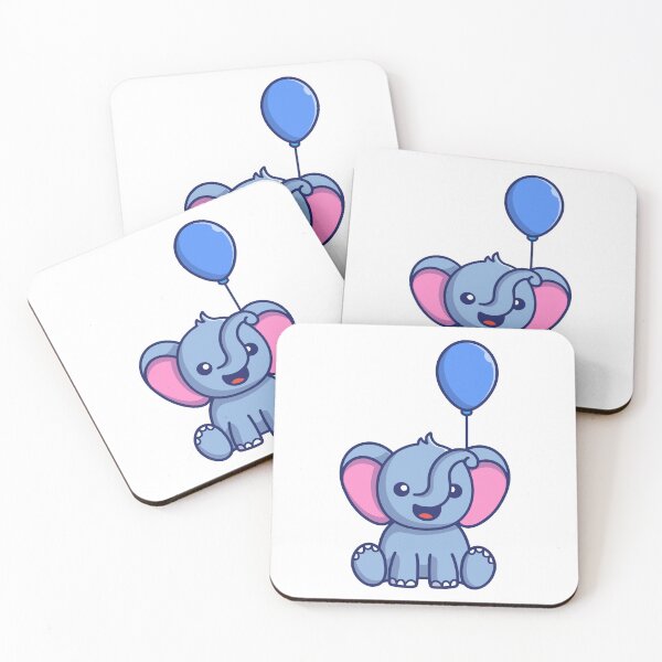Item preview, Cute Baby Elephant Holding Blue Balloon designed and sold by Autotred.