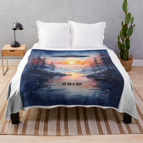 Item preview, GO ON A TRIP - Futuristic Sunset UFO Art designed and sold by Modern Nest Art.