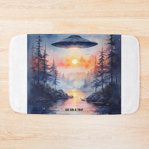 Item preview, GO ON A TRIP - Futuristic Sunset UFO Art designed and sold by Modern Nest Art.