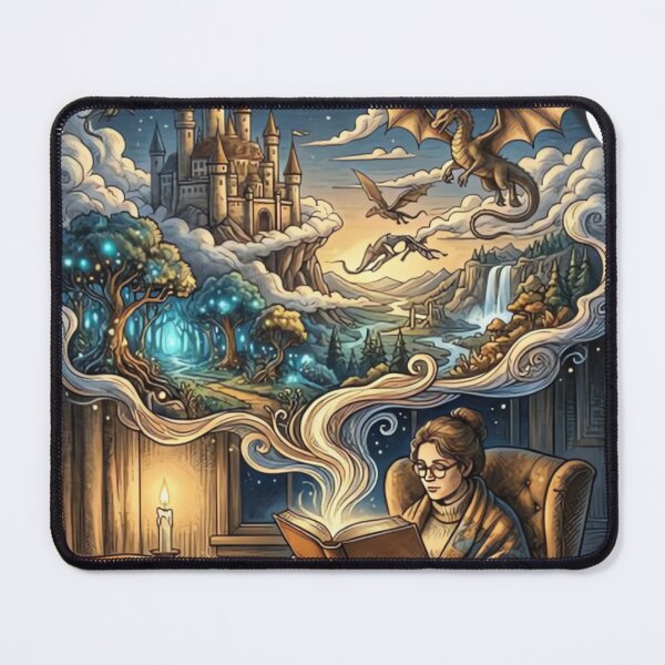 Item preview, Fictional World is Better Vintage Fantasy Reading Illustration with Dragons designed and sold by urbinet.