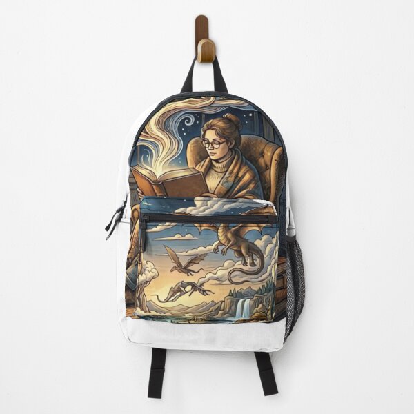 Item preview, Fictional World is Better Vintage Fantasy Reading Illustration with Dragons designed and sold by urbinet.