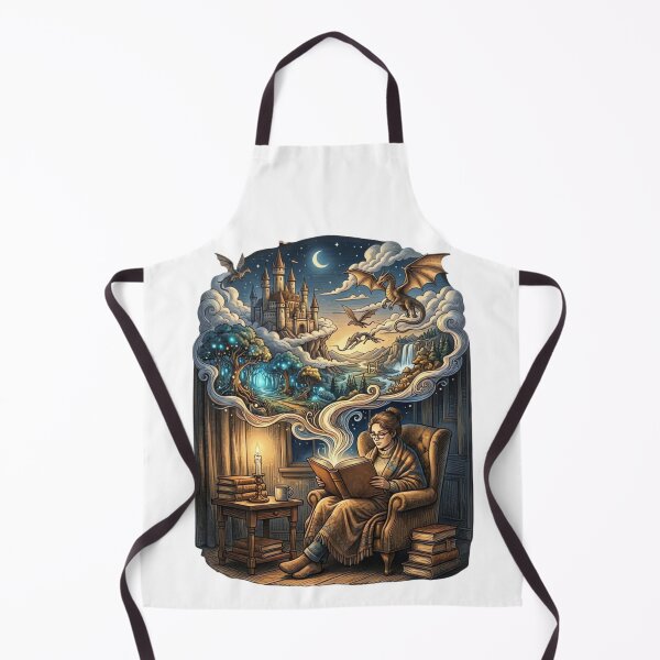 Item preview, Fictional World is Better Vintage Fantasy Reading Illustration with Dragons designed and sold by urbinet.