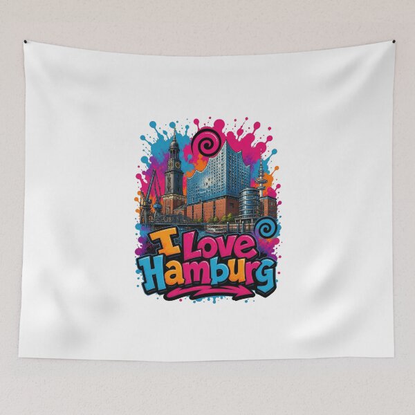 Item preview, Hamburg Skyline – Colorful Graffiti T-Shirt Design designed and sold by Earth Celebration Designs.