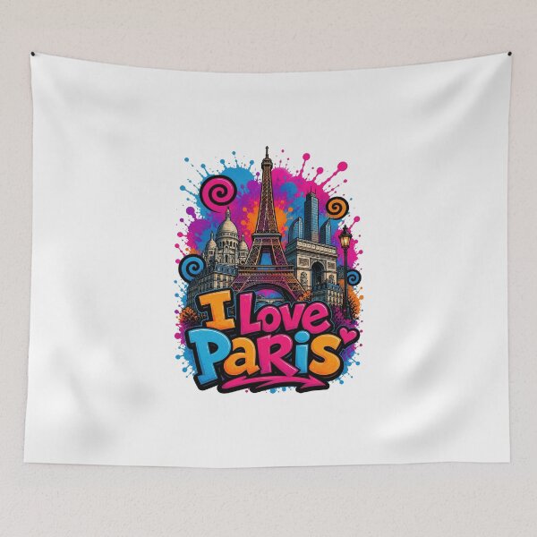 Item preview, Paris Skyline – Colorful Graffiti T-Shirt Design - France Travel City Art designed and sold by Earth Celebration Designs.