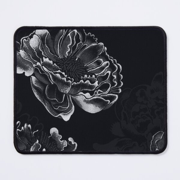 Item preview, Silver Gothic Peonies – Dark Botanical Art | Japanese Floral Print designed and sold by BatNature.