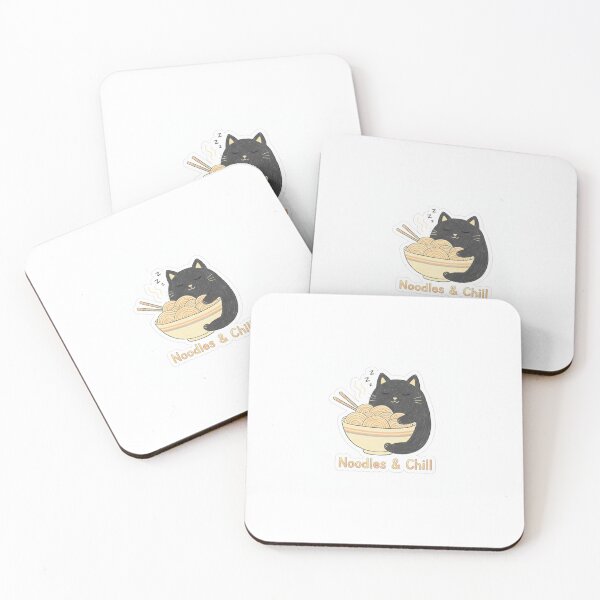 Item preview, Noodles and Chill – Cute Black Cat Eating Noodles designed and sold by mayatA-rt.