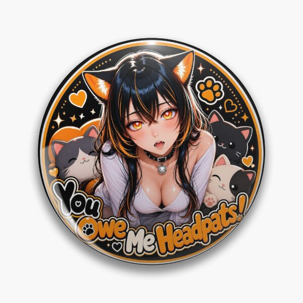 Item preview, Kaito “You Owe Me Headpats” Cute Catgirl Anime Sticker (Style 2) designed and sold by otakaijin.