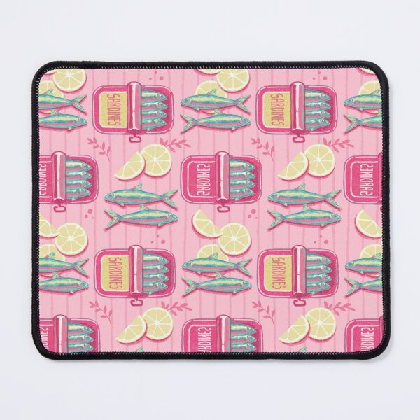 Item preview, Cute Sardines Pattern with Lemons. Pink Seamless Seafood Design designed and sold by MinimalAnGo.
