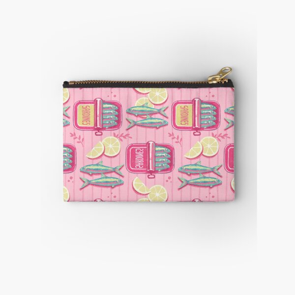 Item preview, Cute Sardines Pattern with Lemons. Pink Seamless Seafood Design designed and sold by MinimalAnGo.