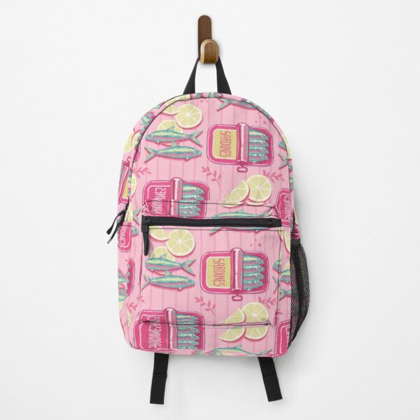 Item preview, Cute Sardines Pattern with Lemons. Pink Seamless Seafood Design designed and sold by MinimalAnGo.