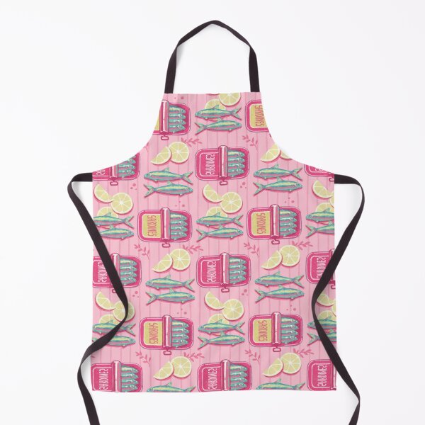 Item preview, Cute Sardines Pattern with Lemons. Pink Seamless Seafood Design designed and sold by MinimalAnGo.