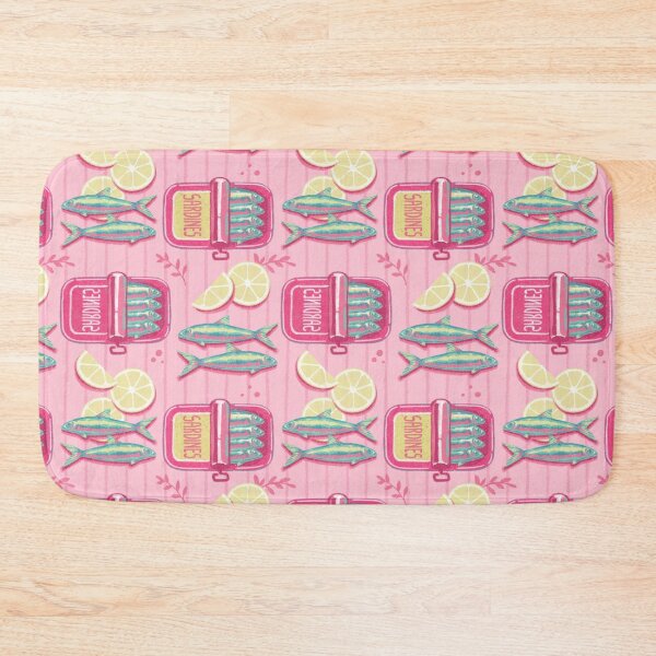 Item preview, Cute Sardines Pattern with Lemons. Pink Seamless Seafood Design designed and sold by MinimalAnGo.