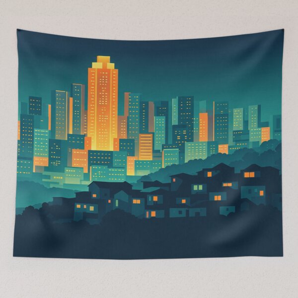 Item preview, Glowing City Skyline Night Urban Contrast designed and sold by Creative_Canvas.