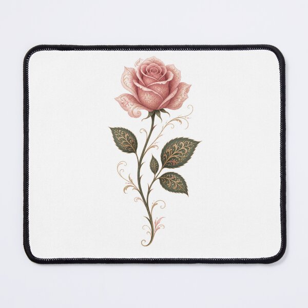 Item preview, Elegant Ornamental Pink Rose | Vintage Floral Botanical Art with Gold Filigree designed and sold by Joyfulfabric.